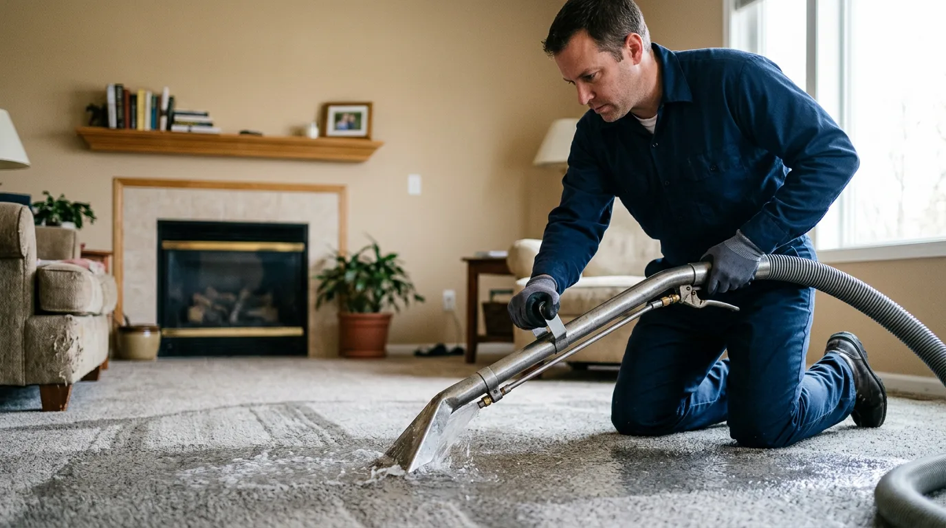 Water damage restoration technician working near Elk Mound, WI